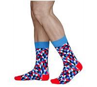 vitsocks Calcetines Geométricos Originales Divertidos Unisex, Algodón Suave, rombos: azul-blanco-rojo, 35-38