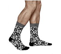 vitsocks Calcetines Geométricos Originales Divertidos Unisex, Algodón Suave, rombos: blanco-negro-gris, 43-46