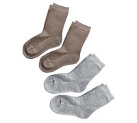 vitsocks Calcetines Invierno LANA MERINO Originales Infantiles (4 PARES) Suela Acolchada, gris claro y beige, 31-34