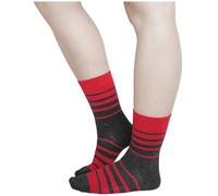 vitsocks Calcetines Mujer Invierno 80% LANA MERINO Finos (3 PARES) Media Caña Transpirables Calientes para Frío, rayas rojo gris, 35-38