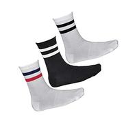 vitsocks Hombre Calcetines Deporte Fibra BAMBÚ Skate Tenis Crew Finos (3 PARES) Antiampollas Deportivos Clasicos Rayas, 2x blanco 1x negro, 43-46
