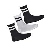 vitsocks Hombre Calcetines Deporte Fibra BAMBÚ Skate Tenis Crew Finos (3 PARES) Antiampollas Deportivos Clasicos Rayas, 2x negro 1x blanco, 39-42