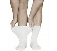 vitsocks Hombre Calcetines Extra Anchos No Aprietan Diabéticos (3 PARES) Sin Goma Antipresión Pies Hinchados Diabetes, blanco, 39-41