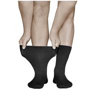 vitsocks Hombre Calcetines Extra Anchos No Aprietan Diabéticos (3 PARES) Sin Goma Antipresión Pies Hinchados Diabetes, negro, 47-50