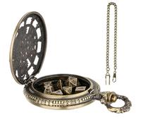 Vitsrisea Dados De Reloj De Bolsillo: Juego De Dados Poliédricos De Metal, Steampunk De Engranajes Vintage, De Plata De Bronce Antiguo, Elegante Rodillo De Estadísticas De Aleación Par