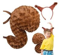 Vitsrisea Disfraz De Ardilla - Diadema Y Cola Para Niños, Vestido De Juego De Rol, Ropa Suave Para El Personaje, Vestido Acolchado De Terciopelo | Sesión De Fotos De Para La Fez