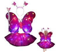 Vitsrisea Juego de traje de para niña,Conjunto de vestido de con iluminación LED | Little Fairy Princess Dress Up Juego de rol de disfraces luminosos LED para niñas