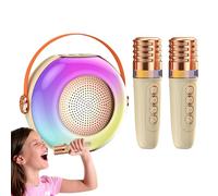 Vitsrisea Karaoke Niño | de sonido con reproductor de música y 2 micrófonos, iluminación LED ambiental - para cumpleaños en casa, reuniones familiares y infantiles