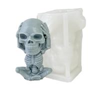 Vitsrisea Molde de silicona de cráneo, molde de cráneo, ver Speak Hear No Novile 3D Skull Figurine Feeking Herramienta, Molde de resina de para la producción de figuritas coleccionables