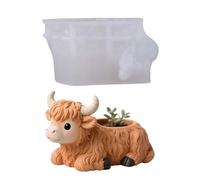 Vitsrisea Molde - Molde de estatua Highland Cow | 3D con forma de animal tumbado para césped, jardín, granja, guardería, Halloween
