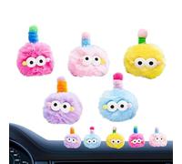 Vitsrisea Ornamento para coche, 5 piezas simpáticos carboncillos, decoración para consola central | Decoración de peluche para salpicadero de coche interior unisex uso diario viaje camión casa