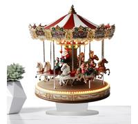 Vitsrisea Pantalla de carrusel de vacaciones - Encantador pueblo de Navidad, decoración de mesa giratoria | Ornamento clásico Merry Go Round para configuración interior, centro de la casa Stag