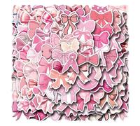 Vitsrisea Pegatinas de lazo estéticas, lindas pegatinas para laptop, 110 pegatinas de lazo, pegatinas estéticas, resistentes al agua, pegatinas de lazo rosa para botella de agua, portátil, etc