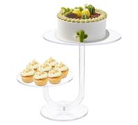 Vitsrisea Soporte para tartas de piso, soporte para cupcakes de acrílico de 2 niveles para exposición de alimentos | Puerta para pasteles y pasteles con torre para cupcakes, para bodas, cumpleaños