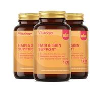 VITTALOGY Hair & Skin Support Complemento Alimenticio de Vitaminas, Biotina, Queratina y Zinc para Fortalecer Pelo, Piel y Uñas. Suplemento Natural Contra Caida Cabello de Mujer y Hombre. 360 Cápsulas