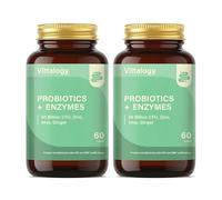 VITTALOGY Probiotics + Enzymes Probiótico Natural 40 Mil Millones UFC con 14 Cepas y Lactobacilus Gasseri. Suplemento Disminuye Inflamación e Hinchazón Abdominal y Mejora Sistema Inmune. 120 Cápsulas