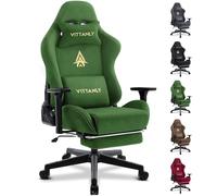 Vittanly silla de gaming lujosa oficina ante sintético ergonómica escritorio reposapiés, reposacabezas cojín lumbar reposabrazos 3D respaldo 90-155° verde