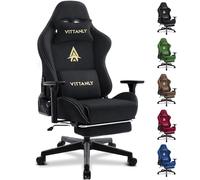 Vittanly Silla Gaming, Sillas Ergonómicas para Ordenador con Reposacabezas y Soporte Lumbar, Silla de PC con Reposabrazos Ajustables y Reposapiés para Gaming u Oficina, Color Negro