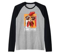Vitus Catholic Saint Overleeping Snooze Funny Cool Rooster Camiseta Manga Raglan