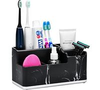 VITVITI Portacepillos de Dientes para Baño,Organizador de Baño,Accesorios de Baño Almacenaje para Pasta de Dientes/Mostrador de Baño,Resina de Mármol(Negro)