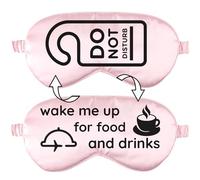 VITYA Máscara de dormir de seda de doble cara con la frase "Do Not Disturb/Wake Me Up", color rosa, para mujeres y hombres, antifaz para dormir con bloqueo de luz, suave y transpirable para viajar en