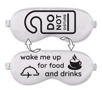 VITYA Silver Do Not Disturb/Wake Me Up - Antifaz de seda de doble cara para mujeres/hombres, bloqueo de luz, antifaz suave y transpirable para viajar en avión, máscara de ojos con correa elástica