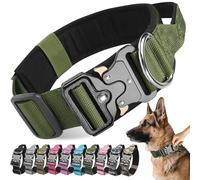 Viugex Collar Perro Táctico, Collares de Perro Militar Ancho con Hebilla de Metal y Mango de Control, Ajustable Nylon Cómodos Collar para Perros Pequeños Medianos Grandes (Verde Militar, XL)