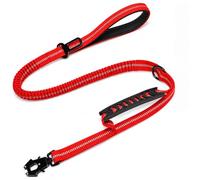 Viugex Correa para Perro Táctico, Correa Táctica de 1,15-1,75 m para Perros Medianos Grandes X-Grande, Correa de Nailon Reflectante con Doble Asa de Control para Entrenamiento y Paseo Diario, Rojo