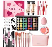 Viugex Set Maquillaje Mujer, Kit de Maquillaje Profesional Completo, Incluye Paleta de Sombras de Ojos, Fundación, Gloss Labios, Colorete, Línea Ojos, Máscara, Pinceles, Estuche de Maquillaje