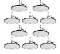 Viugreum 10 Paquetes de UFO LED 200W, Proyector LED exterior 20000LM, Blanco Frío 6500K, AC 85-265V IP65 Impermeable Iluminación de Taller, Led Industrial UFO con Cadena para Taller Gimnasio