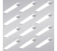 Viugreum 12 Packs Pantalla Luz LED 90cm Conectable, IP66 Impermeable 30W 3000LM Blanco Neutro 4500K, Lámpara Fluorescente LED con Cadena Suspendida, Luz Led Neón de Techo para Taller, Baño, Oficina
