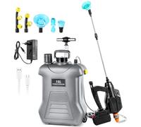 Viugreum 15L Pulverizador de Mochila con Carro, Pulverizador Eléctrico de 21V con Ruedas, 5 Boquillas de Nebulización, Lanza Telescópica y Correa Ajustable para Riego, Irrigación y Mantenimiento