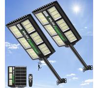 Viugreum 2 farolillos solares LED de 1200 W con mando a distancia, 6500 K, con sensor de movimiento, crepúsculo hasta el amanecer, IP65, resistente al agua