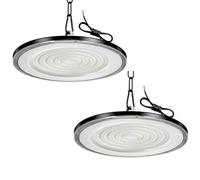 Viugreum 2 Paquetes de UFO LED 200W, Proyector LED exterior 20000LM, Blanco Frío 6500K, AC 85-265V IP65 Impermeable Iluminación de Taller, Led Industrial UFO con Cadena para Fábrica Taller Gimnasio