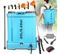 Viugreum 20L Pulverizador de Mochila Eléctrico, 21V Pulverizador de Jardín Eléctrico con 6 Boquillas de Nebulización, Lanza Telescópica y Correa Ajustable para Riego, Irrigación y Mantenimiento