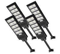 Viugreum 4 Packs 500W Farola Solar Exterior con Mando a Distancia - 6500K Foco con Sensor de Movimiento - 900 LEDs IP66 Impermeable para Patio y Jardín