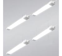 Viugreum 4 Packs Pantalla Luz LED 90cm Conectable, IP66 Impermeable 30W 3000LM Blanco Neutro 4500K, Lámpara Fluorescente LED con Cadena Suspendida, Luz Led Neón de Techo para Taller, Baño, Oficina