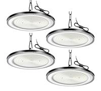 Viugreum 4 Paquetes de UFO LED 500W, Proyector LED exterior 50000LM, Blanco Frío 6500K, AC 85-265V IP65 Impermeable Iluminación de Taller, Led Industrial UFO con Cadena para Fábrica Taller Gimnasio