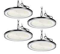 Viugreum 4 Paquetes de UFO LED 800W, Proyector LED exterior 80000LM, Blanco Frío 6500K, AC 85-265V IP65 Impermeable Iluminación de Taller, Led Industrial UFO con Cadena para Fábrica Taller Gimnasio