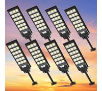 Viugreum 8 Packs Farolas Solares Exterior 600W, Farola Potente con Control Remoto, IP65 Impermeable Luz Solar Exterior, 6500K Foco Solar Exterior Sensor de Movimiento, Luz de Seguridad Jardín Patio