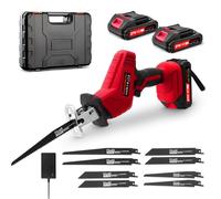 Viugreum Sierra Sable Inalámbrica 21V, Sierra Recíproca Velocidad Variable 0-4000 RPM, Sierras Alternativa de 2 Baterías 2.0Ah, Motor sin Escobillas, Luz LED, 8 Hojas para Madera y PVC, Rojo