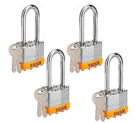 VIUIOE 4 candados con llave igual con llaves - Grillete largo para gimnasio con llaves - Cerraduras de almohadilla laminadas con las mismas llaves para puerta, equipaje, puerta, almacenamiento, valla,