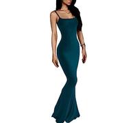 VIUTIL Vestido largo sexy ajustado sin mangas para mujer, azul pavo real, talla grande, 2025, verano