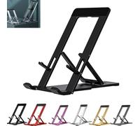 VIUXL Folding Bracket, New 2024 Fashion Folding Bracket for Phone, Foldable Aluminum Desktop Phone Stand, Portable Folding Bracket, Applicable to All (Black)