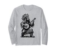Viva Appalachia Native American Banjo Player Retro Manga Larga