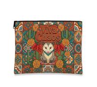 Viva Chaos - Bolsa de maquillaje vintage de cactus bohemio para mujer, organizador portátil de lona con cremallera, bolsa de aseo de verano para el cuidado de la piel, Anaranjado, 7x9 Inch, Caos