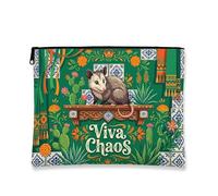 Viva Chaos - Bolsa de maquillaje vintage floral para mujer, organizador portátil de lona con cremallera, bolsa de aseo para el cuidado de la piel de verano, 7 x 9 pulgadas