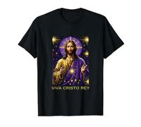 Viva Cristo Rey Católico Romano Jesucristo El Rey Camiseta gráfica económica, Hombre, Negro, M