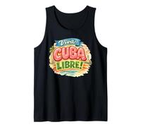 Viva Cuba Libre Diseño Retro Vintage Tipografía Cubana Camiseta sin Mangas