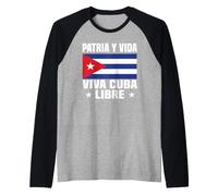 Viva Cuba Libre Patria Y Vida Bandera Cuba Revolución Cubana Camiseta Manga Raglan